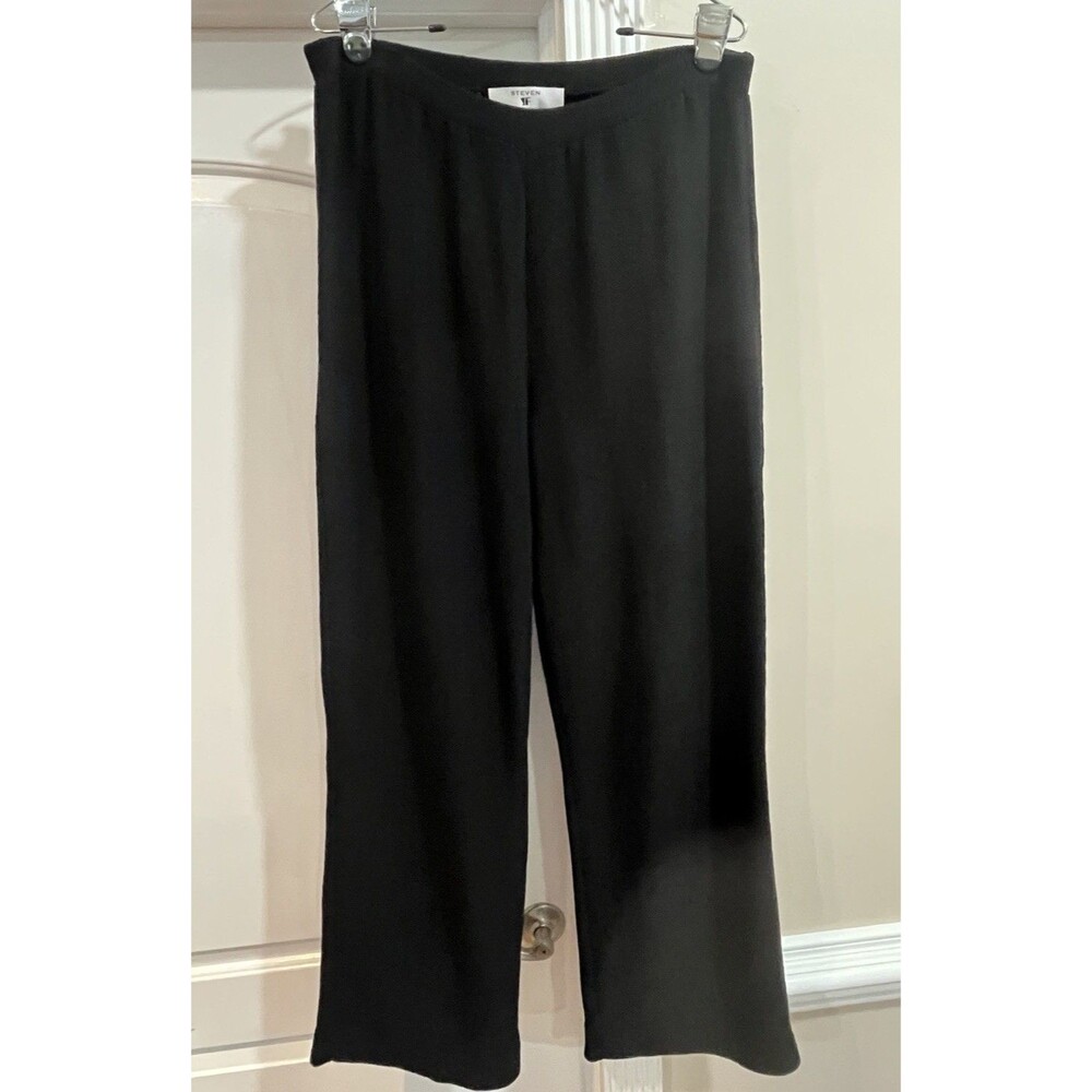 Steve Fabrikant Black Wide Leg Santana Knit Pants 1X XL Minimalist Quiet Luxury